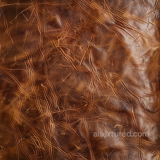 Distressed Brown Cracked Leather PBR Texture with Rich Wrinkles seamless Leather PBR texture