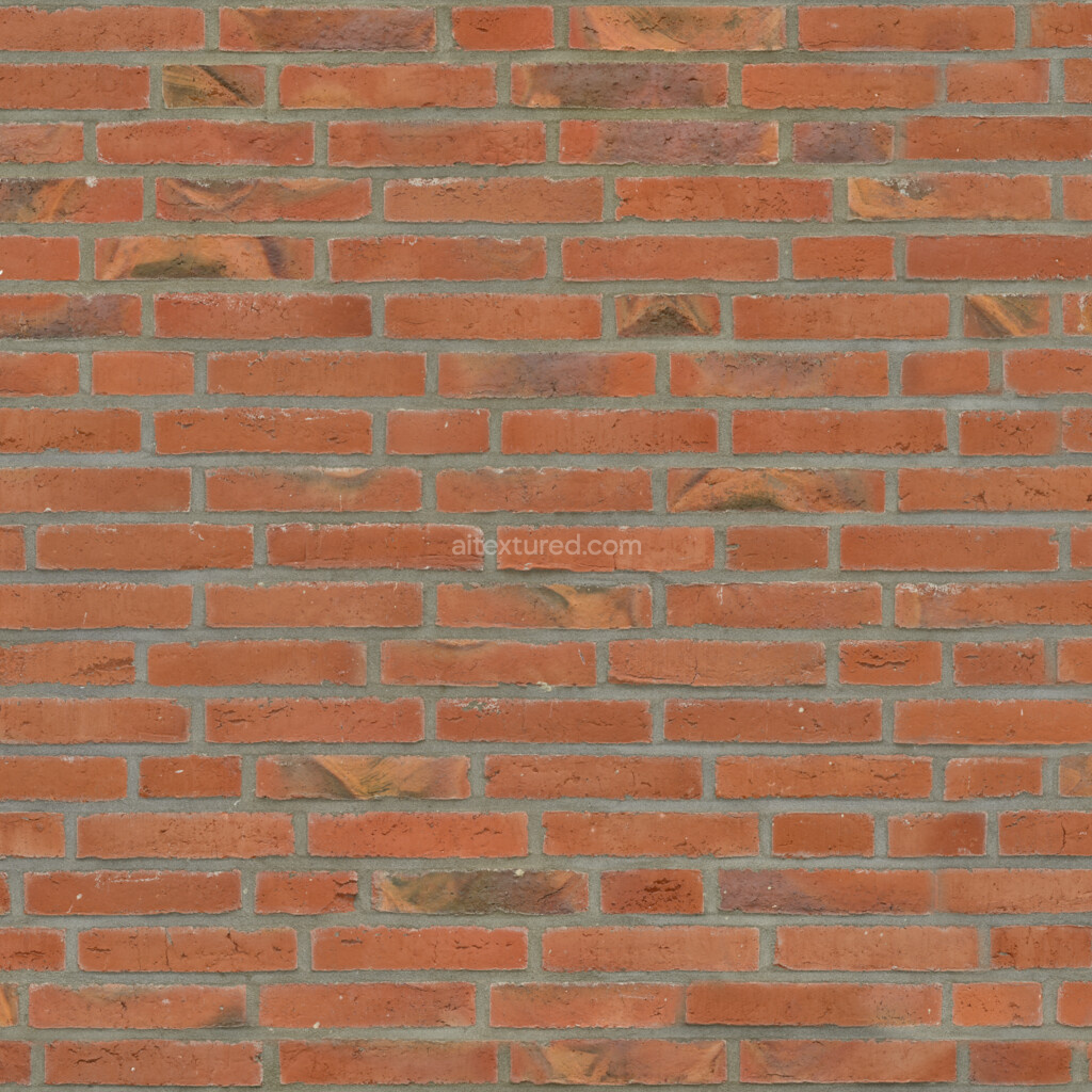 Seamless PBR brick texture with rich colors and details