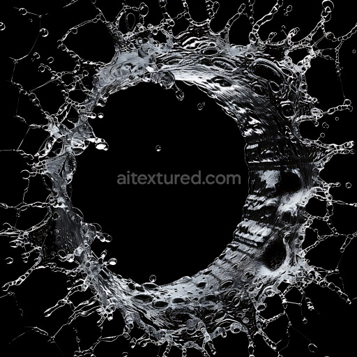 Seamless 3D PBR Texture of Detailed Water Splash Hole with Transparent Liquid Effects