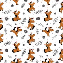 Pattern Bundle - Seamless 3D Pattern PBR Texture with Playful Cartoon Horses and Botanical Motifs texture preview