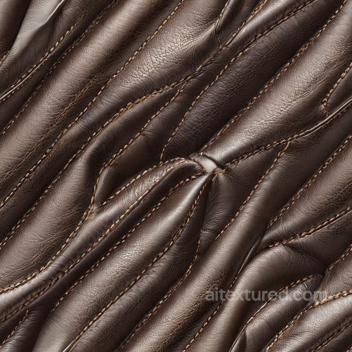 Dark Brown Stitched Leather PBR Texture with Wrinkles and Fine Grain seamless Leather PBR texture