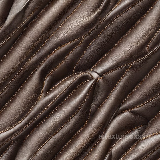 Dark Brown Stitched Leather PBR Texture with Wrinkles and Fine Grain Leather texture preview