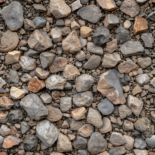 Seamless 3D Stone PBR Texture Featuring Weathered Rocky Ground with Mixed Pebbles