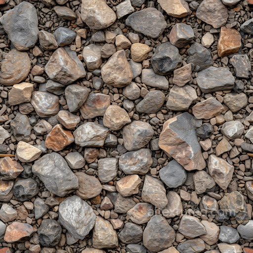 Stone PBR Texture Featuring Weathered Rocky Ground with Mixed Pebbles seamless Stone PBR texture