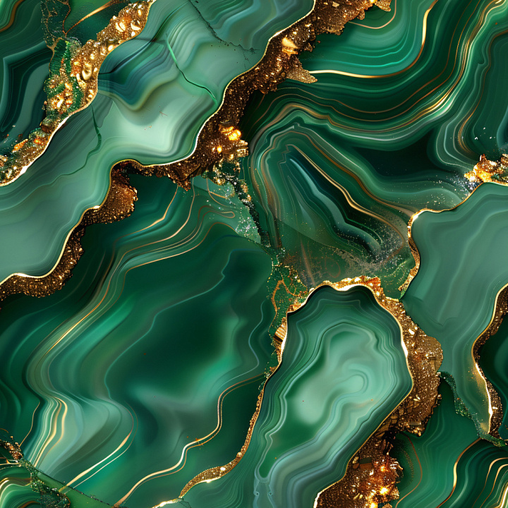Glossy Green Agate With Intricate Gold Vein Details seamless PBR texture preview