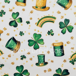 seamless Seamless 3D PBR fabric texture featuring St Patrick's shamrocks and hats texture 8k free download PBR