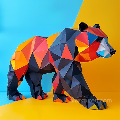 Animal - Seamless 3D PBR Texture Featuring Colorful Origami Black Bear Pattern texture preview