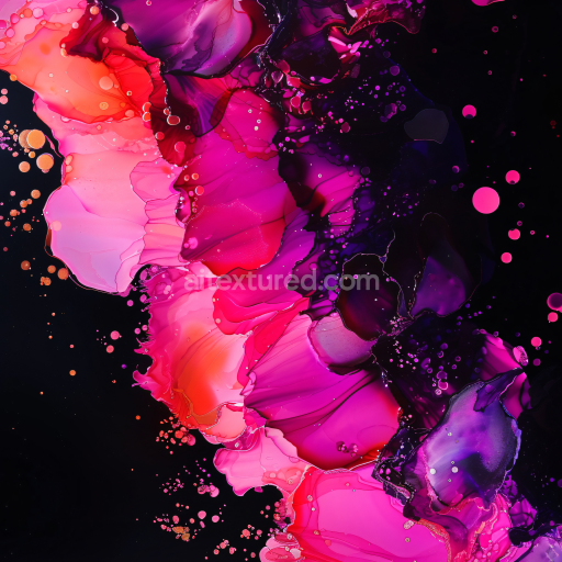 Seamless 3D Alcohol Ink PBR Texture with Vibrant Pink and Purple Fluid Swirls