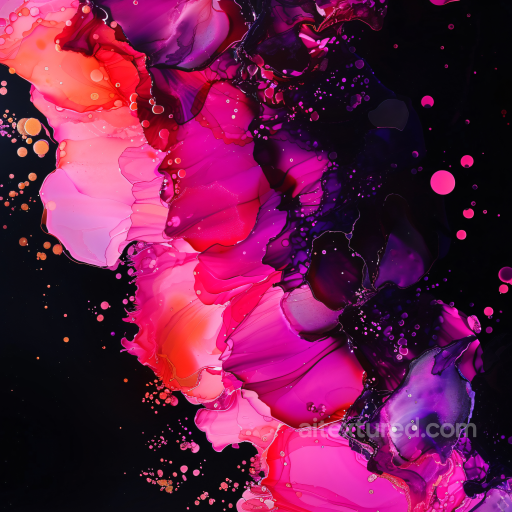 Alcohol Ink PBR Texture with Vibrant Pink and Purple Fluid Swirls seamless Alcohol ink PBR texture