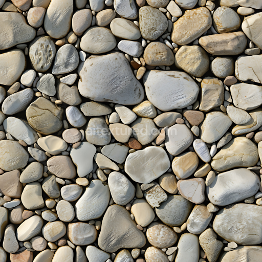 Seamless 3D Stone PBR Texture of Smooth River Pebbles with Natural Earth Tones