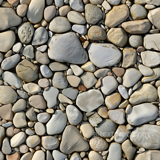 Stone PBR Texture of Smooth River Pebbles with Natural Earth Tones seamless Stone PBR texture