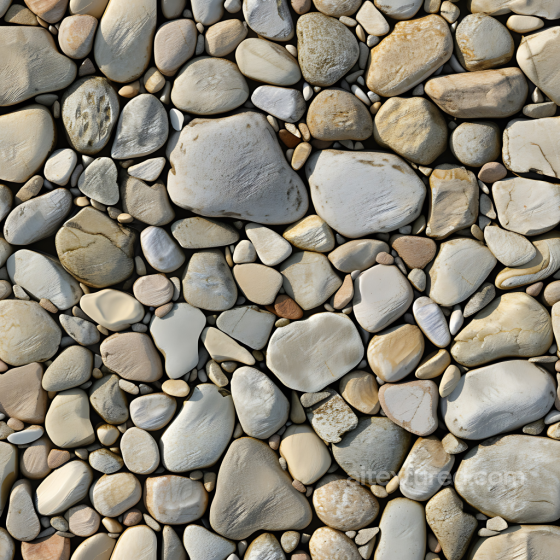 Stone PBR Texture of Smooth River Pebbles with Natural Earth Tones Stone texture preview