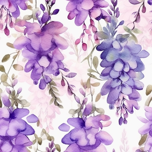 Seamless 3D PBR Texture – Purple Flower Watercolor Fabric Pattern