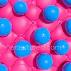 seamless Seamless 3D Inflated Vinyl PBR Texture Featuring Pink Quilted Base with Glossy Blue Spheres texture 8k free download PBR