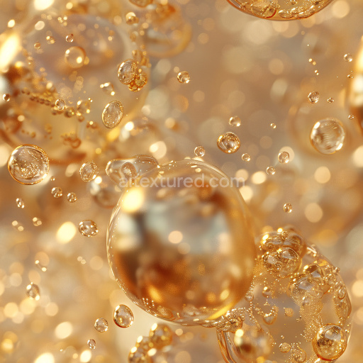 Seamless 3D PBR Texture of Glossy Transparent Amber Bubbles with Reflective Highlights
