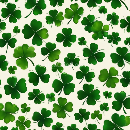 Seamless 3D PBR Texture of Green Shamrock Clover Leaves Pattern