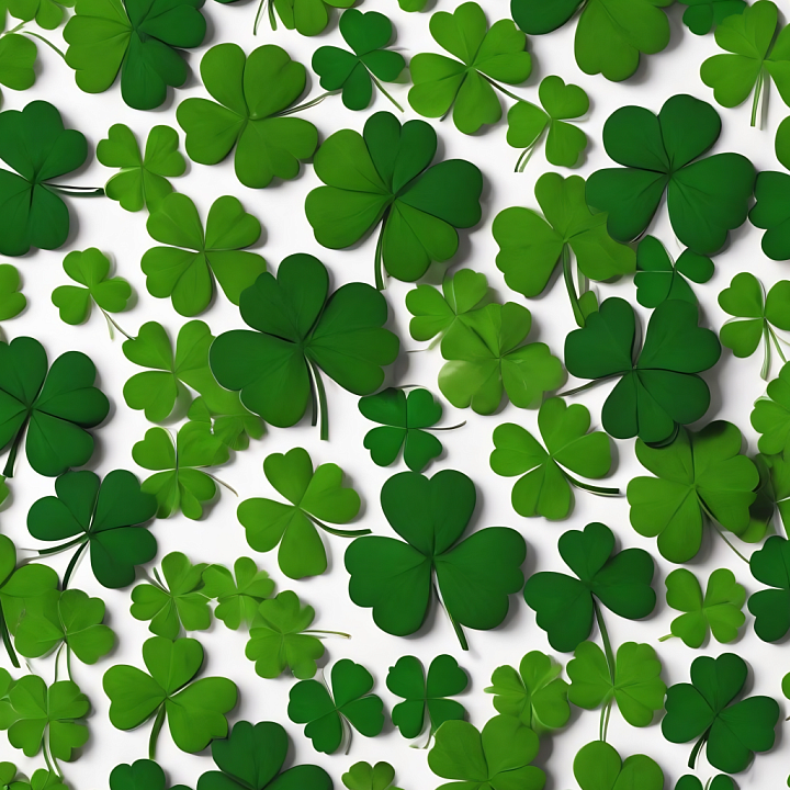 St Patrick Digital Paper Bundle of Green Shamrock Leaves with Varying S… seamless PBR texture preview