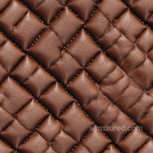 Quilted Brown Leather Texture with Pebbled Grain and Padded Panels seamless Leather PBR texture