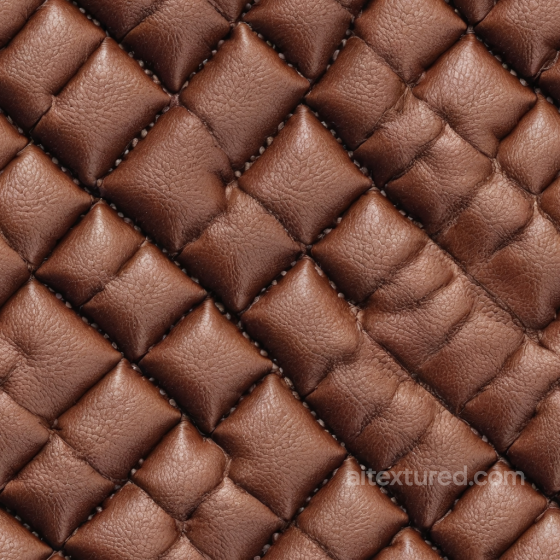 Quilted Brown Leather Texture with Pebbled Grain and Padded Panels Leather texture preview