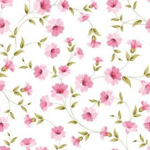 Seamless 3D PBR Texture of Pink Flower Fabric with Delicate Floral Pattern