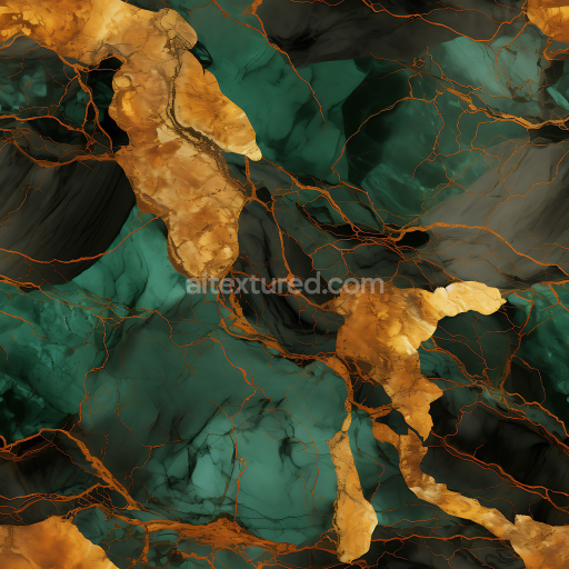Seamless 3D PBR Marble Texture with Brown, Green, and Golden Veins