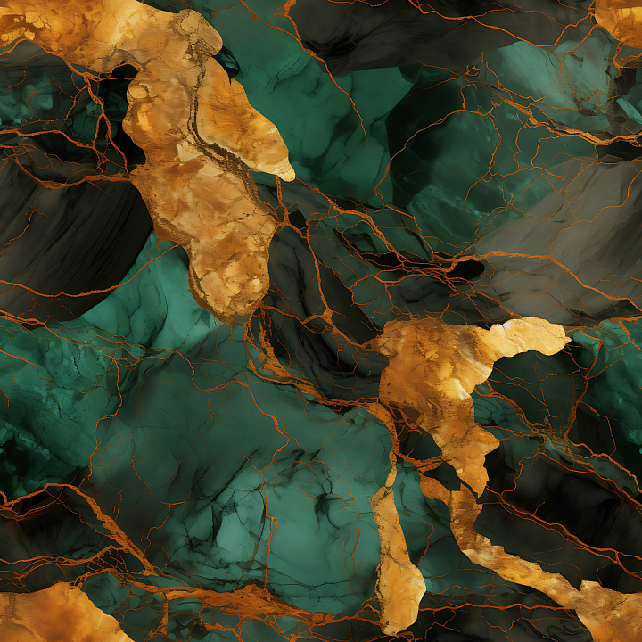 Marble with Brown, Green, and Golden Veins seamless PBR texture preview