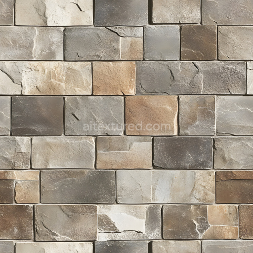 Seamless 3D Cracked Stone Wall PBR Texture with Natural Color Variation and Rough Surface