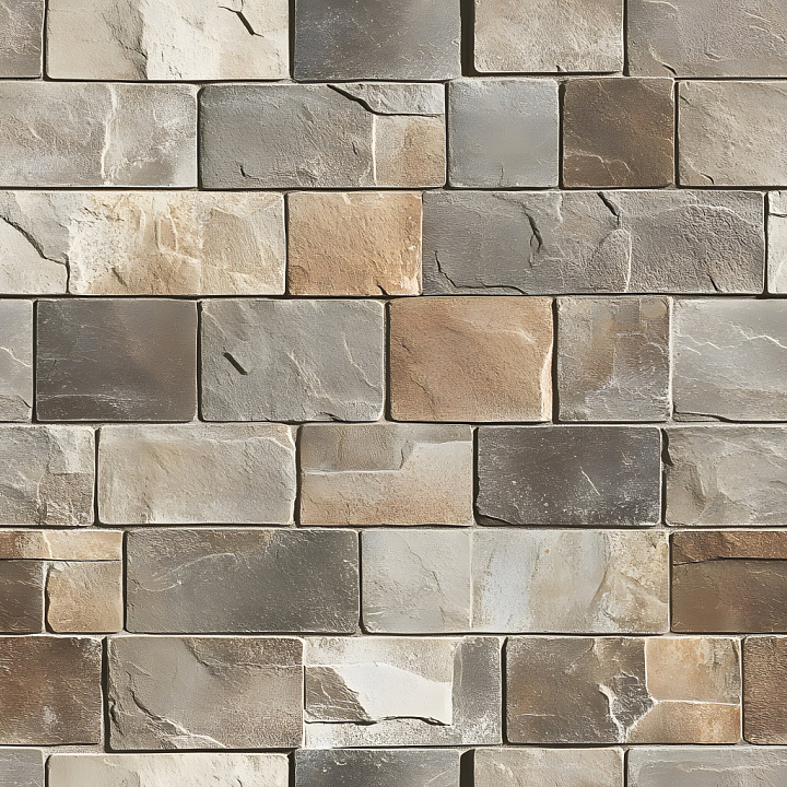 Cracked Stone Wall with Natural Color Variation and Rough Surface Brick seamless PBR texture preview