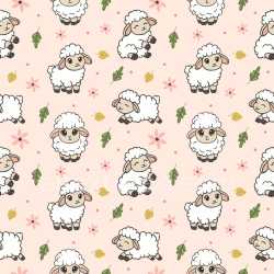 Pattern Bundle - Seamless 3D Pattern PBR Texture Featuring Adorable Sheep and Floral Elements texture preview