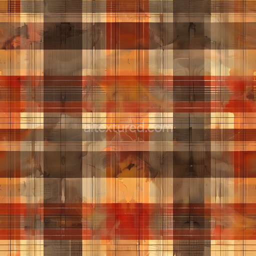 Seamless 3D PBR Plaid Fabric Texture with Warm Brown, Orange, and Cream Pattern