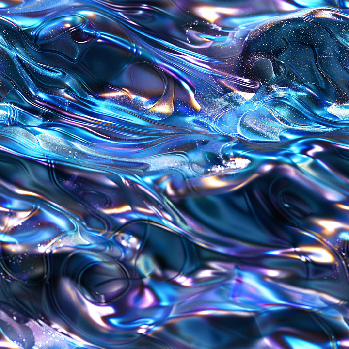 Glossy Iridescent Fluid Surface in Blue and Violet Tones seamless PBR texture preview