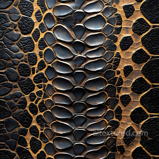 Detailed Reptilian Black and Gold Scaly Skin Surface Seamless Texture seamless Skin PBR texture