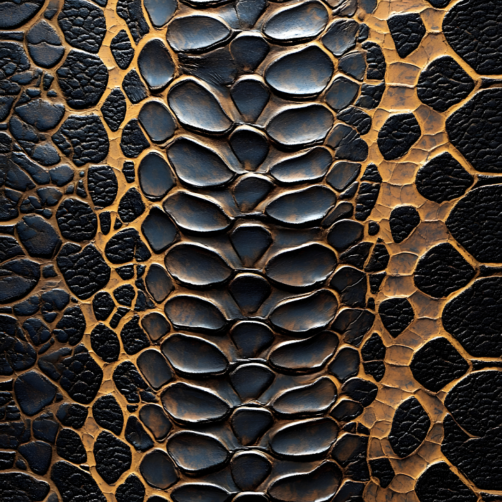 Detailed Reptilian Black and Gold Scaly Skin Surface seamless PBR texture preview