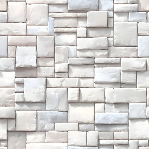 Seamless 3D Cracked White Brick Wall PBR Texture with Subtle Surface Imperfections