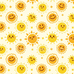 seamless Seamless 3D PBR Texture Featuring Cheerful Cartoon Sun Faces Pattern texture 8k free download PBR