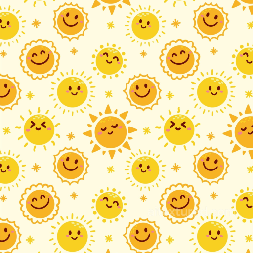 Featuring Cheerful Cartoon Sun Faces Pattern seamless Happy Face pattern PBR texture