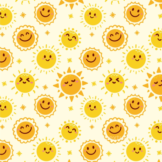 Featuring Cheerful Cartoon Sun Faces Pattern Happy Face pattern texture preview