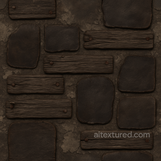 Rusty Nails On Old Wood Planks For Haunted Houses seamless Halloween PBR texture