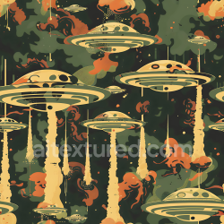 seamless Seamless 3D Stylized Sci-Fi UFO Pattern Camouflage PBR Texture with Retro Space Colors texture 8k free download PBR