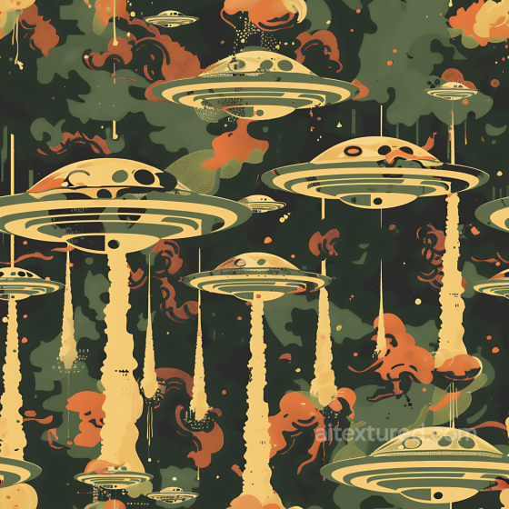 Stylized Sci-Fi UFO Pattern Camouflage PBR Texture with Retro Space Colors Color Camouflage texture preview