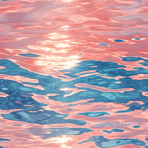 Water PBR Texture Featuring Reflective Pink and Blue Rippled Waves seamless Water PBR texture