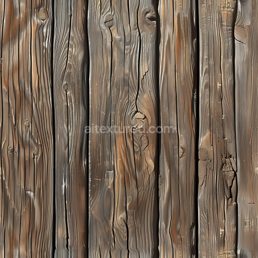 Seamless 3D Weathered Rustic Wood Planks PBR Texture with Knots and Cracks