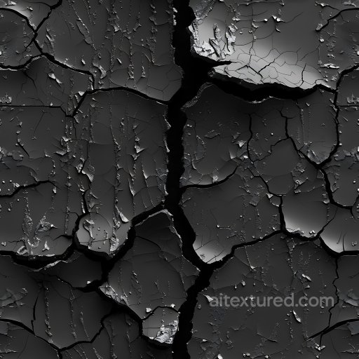 Cracked & Holes Texture of Black Paint with Cracks and Flaking Peeling Effect seamless Cracked & Holes PBR texture
