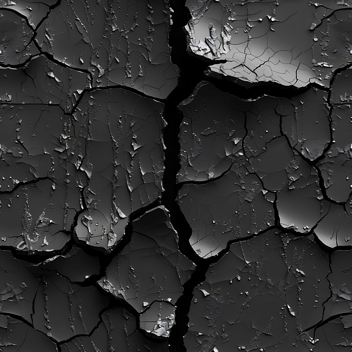Cracked & Holes of Black Paint with Cracks and Flaking Peeling Effect seamless PBR texture preview