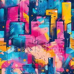 seamless Seamless 3D PBR Texture Featuring Vibrant Abstract Graffiti with Colorful Urban Blocks texture 8k free download PBR
