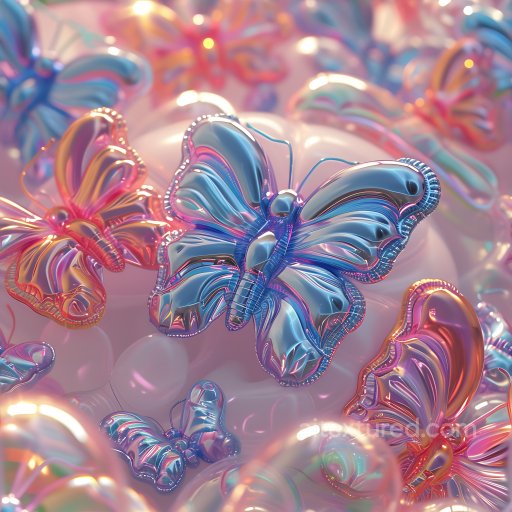 Inflated Transparent Butterfly Vinyl PBR Texture with Iridescent Hues seamless Inflated PBR texture