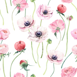 seamless Seamless 3D PBR Texture of Delicate Pink Flower Watercolor Pattern texture 8k free download PBR