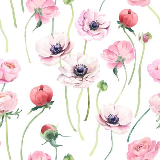 Delicate Pink Flower Watercolor Pattern Seamless Texture seamless Pink Flower PBR texture