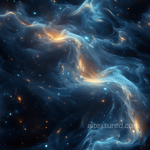 Space PBR Texture Featuring Swirling Blue and Orange Nebula Clouds seamless Star, space, planets PBR texture