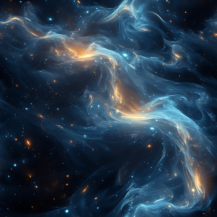 Space Featuring Swirling Blue and Orange Nebula Clouds seamless PBR texture preview